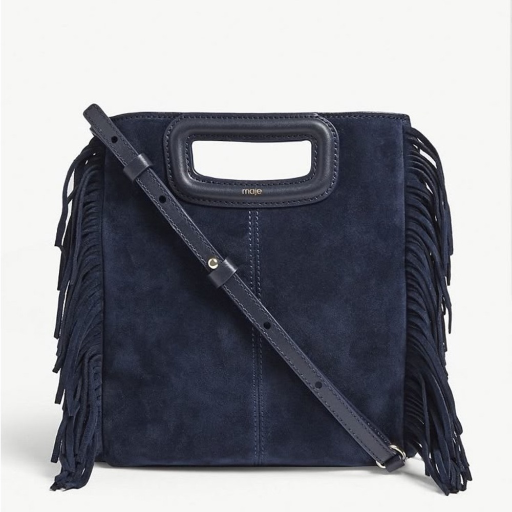 Maje Suede shoulder bag - navy
